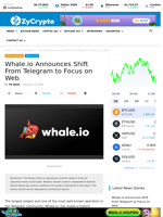 Whale.io Announces Shift From Telegram to Focus on Web