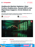 Stablecoin Market Updates: Uber Prefers Stablecoins, Senate Bill to Get Bipartisan Support, Circle Debuts on NYSE - Coinspeaker