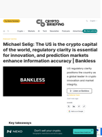 Michael Selig: The US is the crypto capital of the world, regulatory clarity is essential for innovation, and prediction markets enhance information accuracy | Bankless