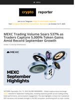 MEXC Trading Volume Soars 537% as Traders Capture 5,000% Token Gains Amid Record September Growth