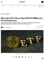 Bitcoin ETFs Have Shed $929 Million So Far in February - Decrypt