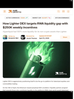 How Lighter DEX targets RWA liquidity gap with $250K weekly incentives - AMBCrypto