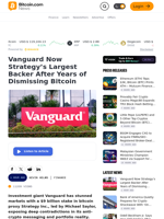 Vanguard Now Strategy’s Largest Backer After Years of Dismissing Bitcoin – Finance Bitcoin News