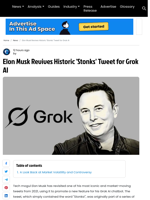 Elon Musk Revives 'Stonks' Tweet to Promote Grok AI Chatbot Update