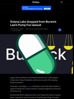 Solana Labs dropped from Burwick Law's Pump Fun lawsuit