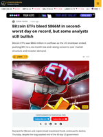 Bitcoin ETFs Log 2nd Worst Day At $866M, But Bull Market Intact: Analyst