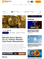 Bitcoin Price Watch: $2.21 Trillion Market Cap Fuels Momentum – Markets and Prices Bitcoin News