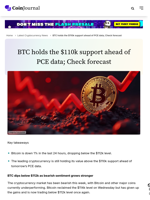 BTC holds the $110k support ahead of PCE data; Check forecast