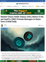 Market Chaos Holds Solana (SOL) Below $140, yet GeeFi's (GEE) Presale Manages to Raise Over $100K Daily