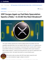 XRP Surges Again as Fed Rate Speculation Sparks a Rally—Is $3.60 the Next Breakout?
