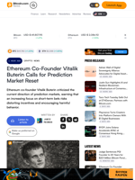 Ethereum Co-Founder Vitalik Buterin Calls for Prediction Market Reset – Crypto News Bitcoin News
