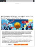 Bitcoin (BTC) Price Prediction: Analyst Warns Bitcoin Faces $12.5B Liquidation Risk If Price Drops 5% - Brave New Coin