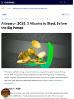 Altseason 2025: 3 Altcoins to Stack Before the Big Pumps