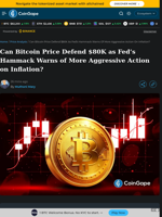 Can Bitcoin Price Defend $80K as Fed's Hammack Warns of More Aggressive Action on Inflation?