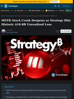 MSTR Stock Crash Deepens as Strategy Hits Historic $10.8B Unrealized Loss
