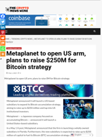Metaplanet to open US arm, plans to raise $250M for Bitcoin strategy - The Crypto News Wire
