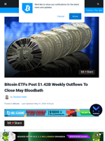 Bitcoin ETFs Post $1.42B Weekly Outflows To Close Bloodbath May