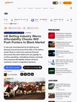 UK Betting Industry Warns Affordability Checks Will Push Punters to Black Market – iGaming Bitcoin News