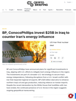 BP, ConocoPhillips invest $25B in Iraq to counter Iran's energy influence