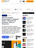 Top 10 Crypto Exchanges in August 2025 - Ranked by Volume, Fees & Features – Exchanges Bitcoin News