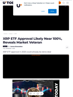 XRP ETF Approval Likely Near 100%, Reveals Market Veteran - U.Today