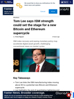 Tom Lee says ISM strength could set the stage for a new Bitcoin and Ethereum supercycle