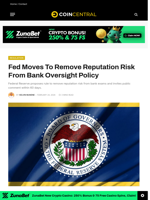 Fed Moves To Remove Reputation Risk From Bank Oversight Policy