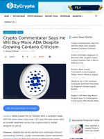 Crypto Commentator Says He Will Buy More ADA Despite Growing Cardano Criticism ⋆ ZyCrypto