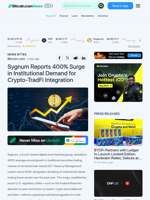 Sygnum Reports 400% Surge in Institutional Demand for Crypto-TradFi Integration – News Bytes Bitcoin News