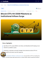 Bitcoin ETFs Hit $50B Milestone as Institutional Inflows Surge
