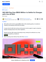 OKX Reaches DoJ Settlement, Pays $504 Million