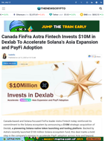 Canada FinFra Astra Fintech Invests $10M in Dexlab To Accelerate Solana‘s Asia Expansion and PayFi Adoption