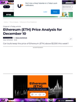 Ethereum (ETH) Price Analysis for December 10 - U.Today