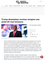 Trump downplays nuclear weapon use amid US-Iran tensions