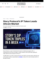 Story Protocol’s IP Token Leads Altcoin Market - 
