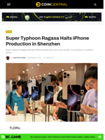 Super Typhoon Ragasa Halts iPhone Production in Shenzhen - CoinCentral