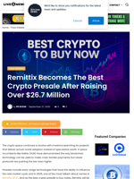 Remittix Becomes The Best Crypto Presale After Raising Over $26.7 Million | Live Bitcoin News