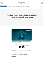 Cardano Opens Midnight Airdrop Claim Portal for XRP and ADA Users