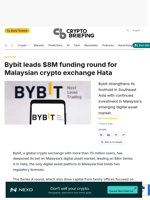 Bybit leads $8M funding round for Malaysian crypto exchange Hata