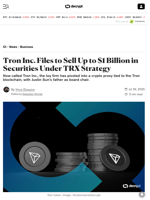 Tron Inc. Files to Sell Up to $1 Billion in Securities Under TRX Strategy - Decrypt