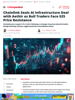 Chainlink Seals AI Infrastructure Deal with Aethir as Bull Traders Face $25 Price Resistance - Coinspeaker
