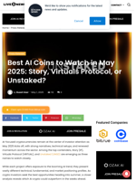 Best AI Coins to Watch in May 2025: Story, Virtuals Protocol, or Unstaked? | Live Bitcoin News