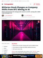 Bitfarms Stock Plunges as Company Shifts from BTC Mining to AI - Coinspeaker