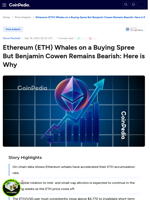 Ethereum Whales on a Buying Spree But Analyst Remains Bearish
