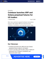 Coinbase launches XRP and Solana perpetual futures for US traders