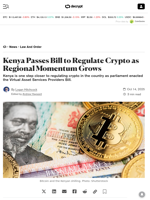 Kenya Passes Bill to Regulate Crypto as Regional Momentum Grows - Decrypt