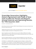 Greenidge Generation Highlights Historic Agreement with State of New York on New Air Permit and Reports Strong Financial and Operating Results for Third Quarter 2025