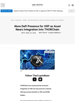 More DeFi Presence for XRP as Asset Nears Integration Into THORChain