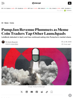 Pump.fun Revenue Plummets as Meme Coin Traders Tap Other Launchpads - Decrypt