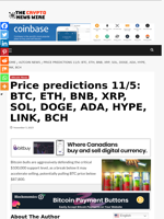 Price predictions 11/5: BTC, ETH, BNB, XRP, SOL, DOGE, ADA, HYPE, LINK, BCH - The Crypto News Wire